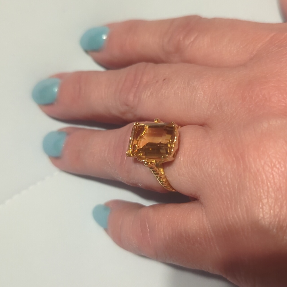 New gold over silver 7.25 carat Citrine ring.